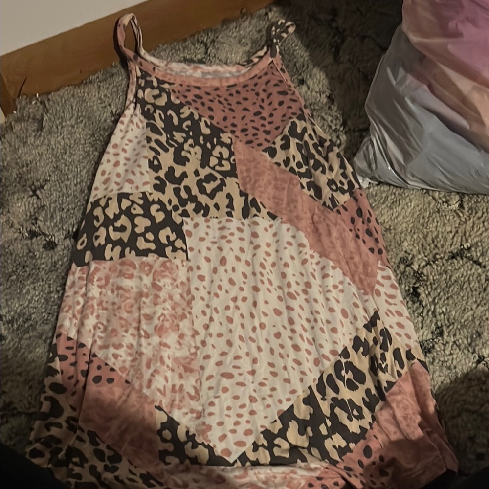 Patch work leopard tank top